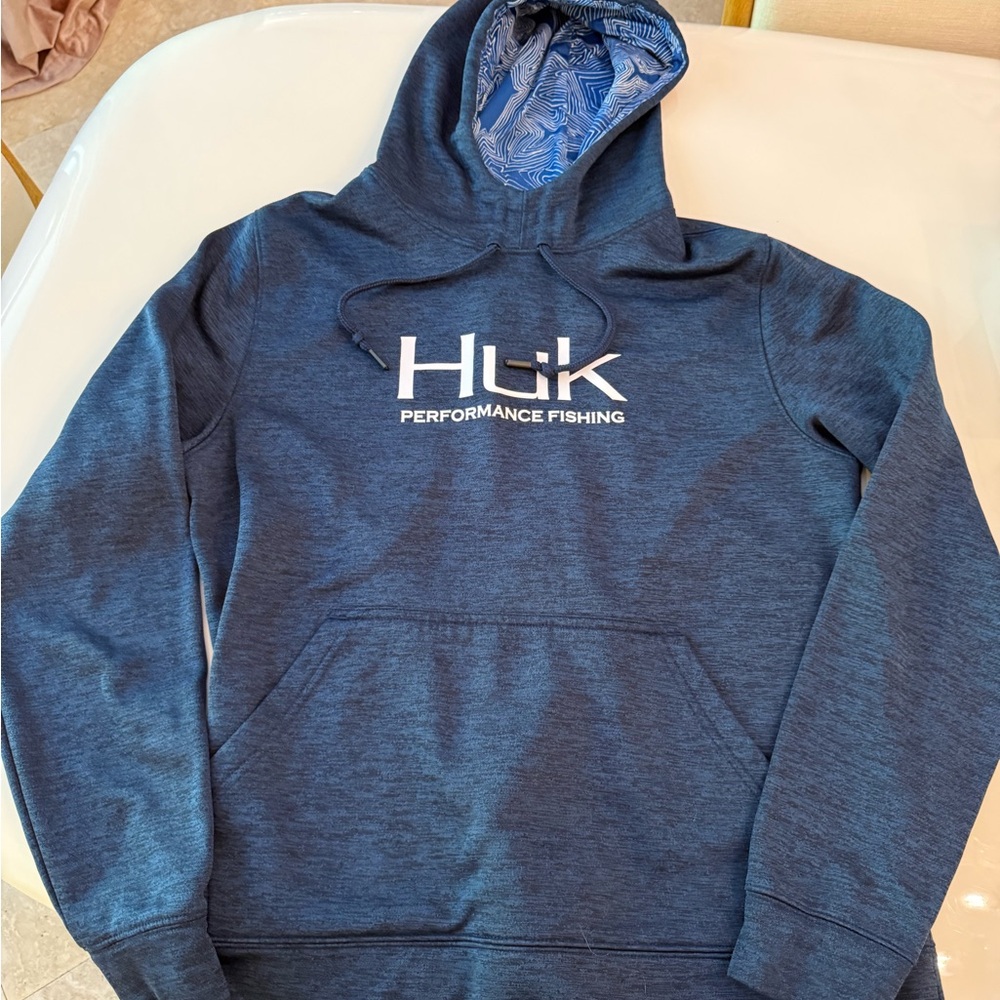 Huk Men's Navy Blue Fishing Hoodie